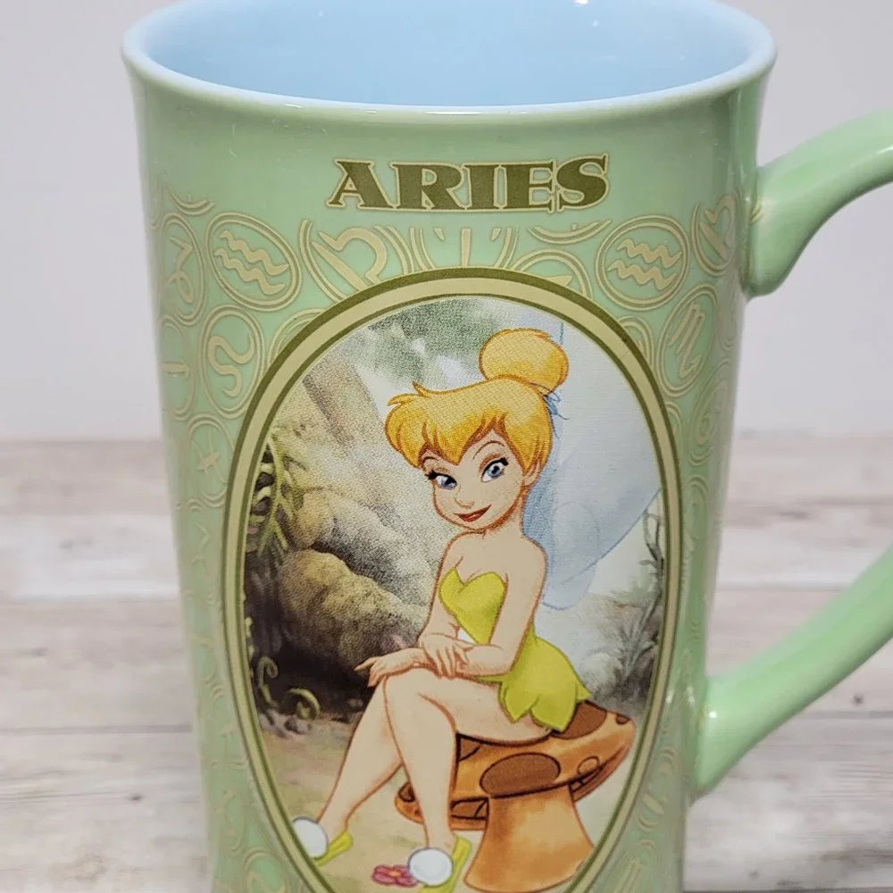 Disney Store Lime Green TinkerBell‎ Zodiac Signs Aries Coffee Mug 16 Oz